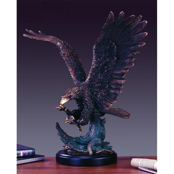Dwellingdesigns F Eagle Bronze Plated Resin Sculpture 24 x 15 x 26 in. - DW916388