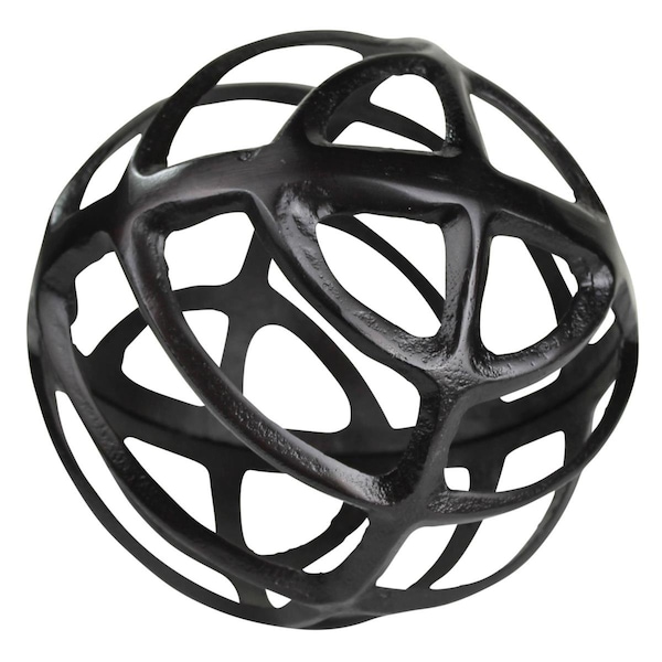 Palacedesigns 7 x 7 x 7 in. Black Metal Geometric Sphere - PA3087189