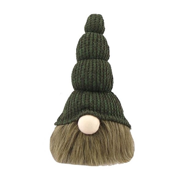 Palacedesigns 14 in. Chunky Knit Hat Fabric Sitting Gnome Sculpture, Green - PA3105869