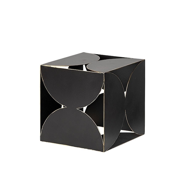 Palacedesigns 6 in. Contemporary Black Metal Geo Cube Sculpture - PA3098173