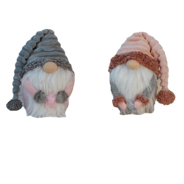 Palacedesigns 11 in. Fabric Christmas Gnome, Grey & Pink, 2PK - PA3099914