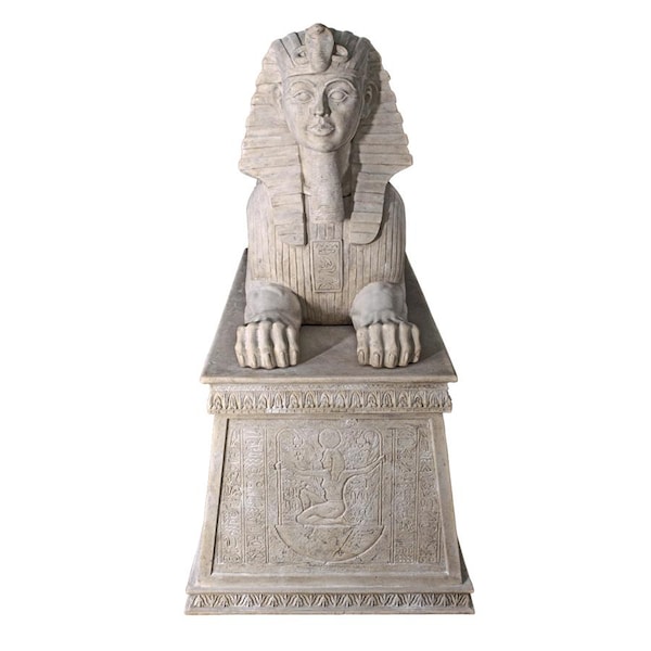 Design Toscano Grand Stone Sphinx Statue atop a Egyptian Plinth - NE68777