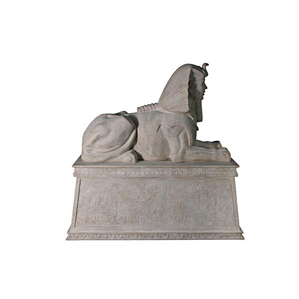 Design Toscano Grand Stone Sphinx Statue atop a Egyptian Plinth - NE68777