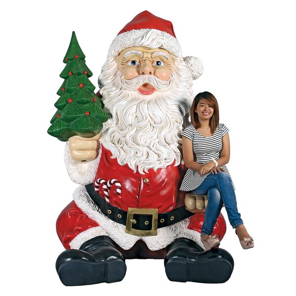 Design Toscano Giant Sitting Santa Claus Statue with Hand Seat - NE140080