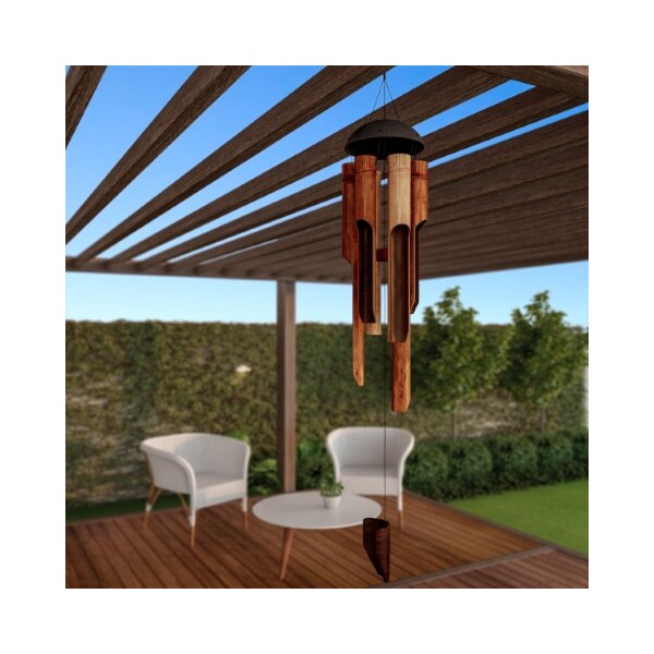 Nature Spring Bamboo Wind Chime, 38" Natural Environment Conscious, Hand Crafted, Tuned, for Garden, Patio - 268255BBN