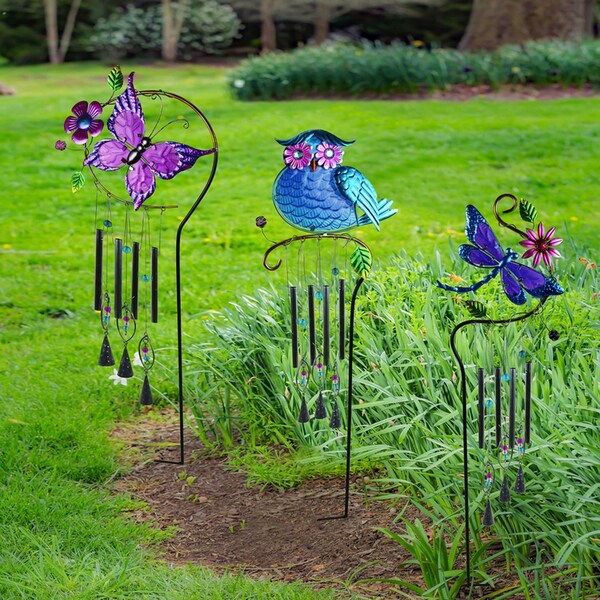 Meadowcreek Meadow Creek Assorted Glass/Metal 28 in. H Windchime Outdoor Garden Stake - ZAC47M2231