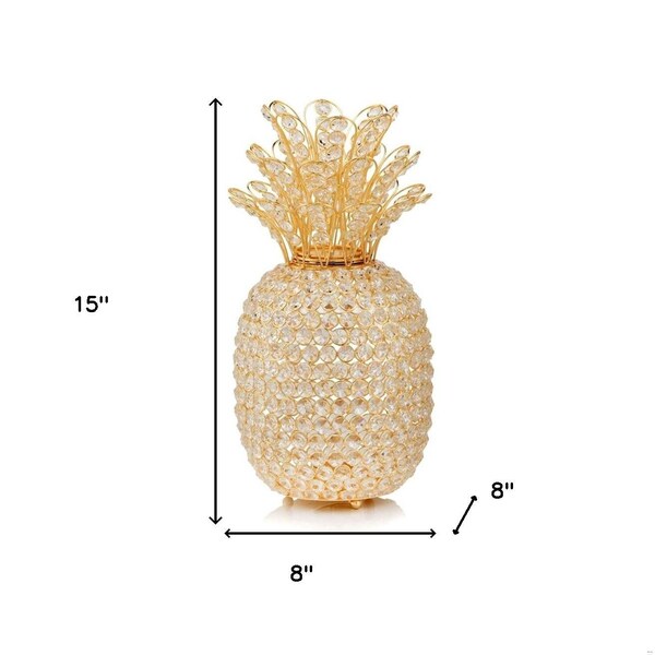 Homeroots 15 in. Faux Crystal & Gold Pineapple Sculpture - 379771