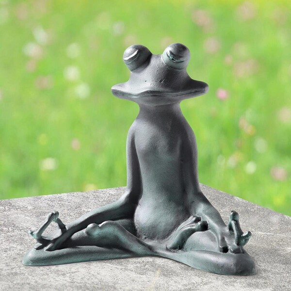 Ricki&Aposs Rugs Contented Yoga Frog Garden Sculpture - RI3185881