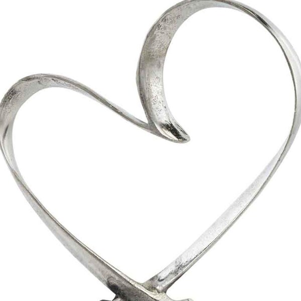 Homeroots 4 x 14 x 15.5 in. Raw Silver & Black Corazon Heart Sculpture on Base - 354624