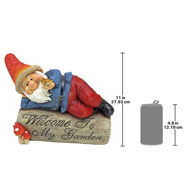 Design Toscano Gideon, the Garden Gnome Welcome Sign Statue - QM2746900