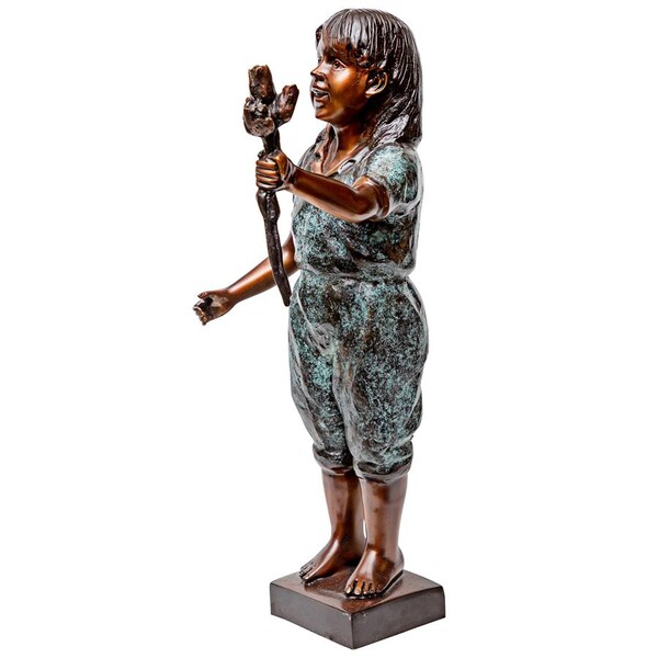 Design Toscano Olivia s Roses, Flower Girl Cast Bronze Garden Statue - DK2799