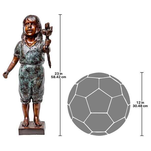 Design Toscano Olivia s Roses, Flower Girl Cast Bronze Garden Statue - DK2799