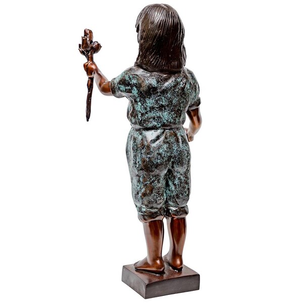 Design Toscano Olivia s Roses, Flower Girl Cast Bronze Garden Statue - DK2799