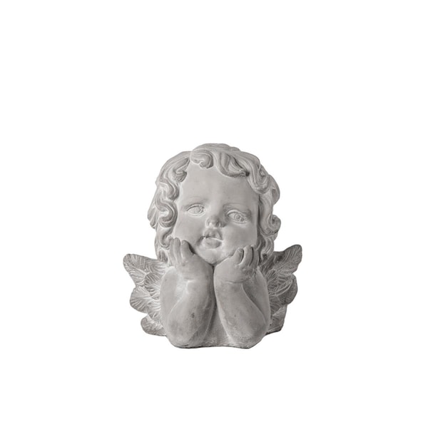 Classic Accessories Cement Cherubin Resting Head Concrete Statue; Gray - VE3251904