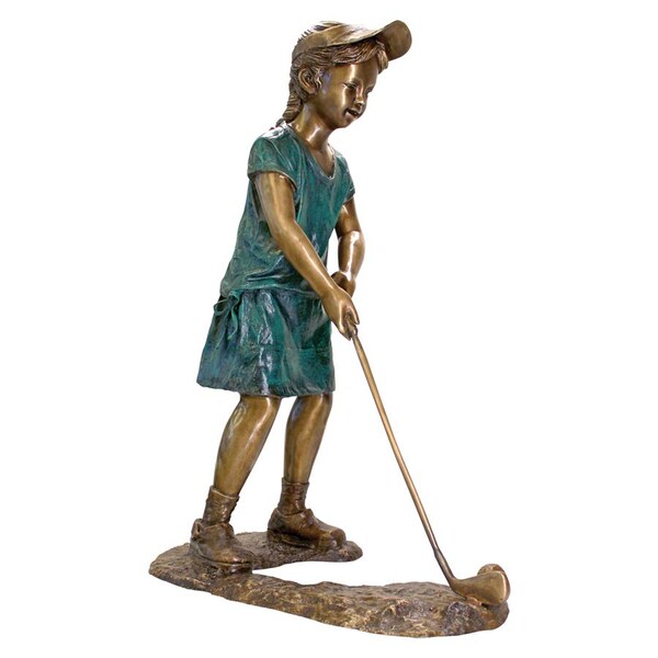 Design Toscano Gabrielle, The Girl Golfer Cast Bronze Garden Statue - PN6755