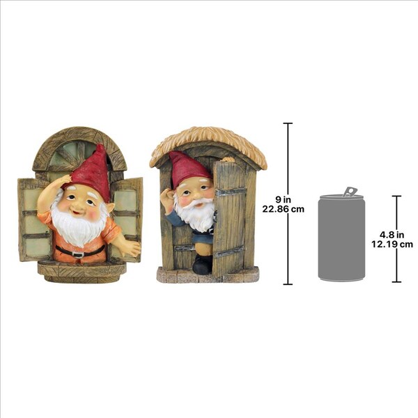 Design Toscano The Knothole Gnomes Garden Welcome Tree Sculpture: Window & Door Gnomes - QL94281