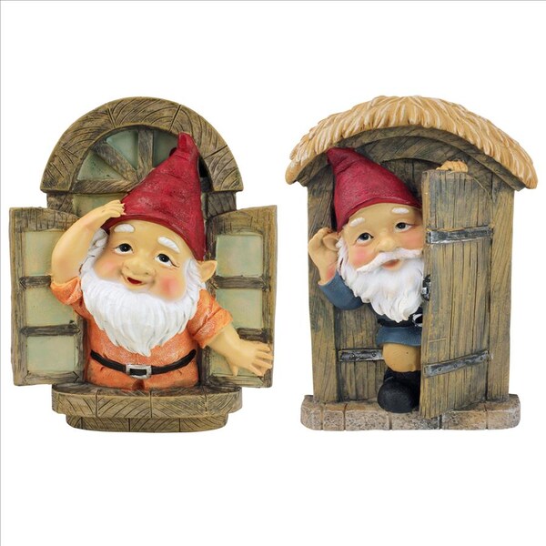 Design Toscano The Knothole Gnomes Garden Welcome Tree Sculpture: Window & Door Gnomes - QL94281