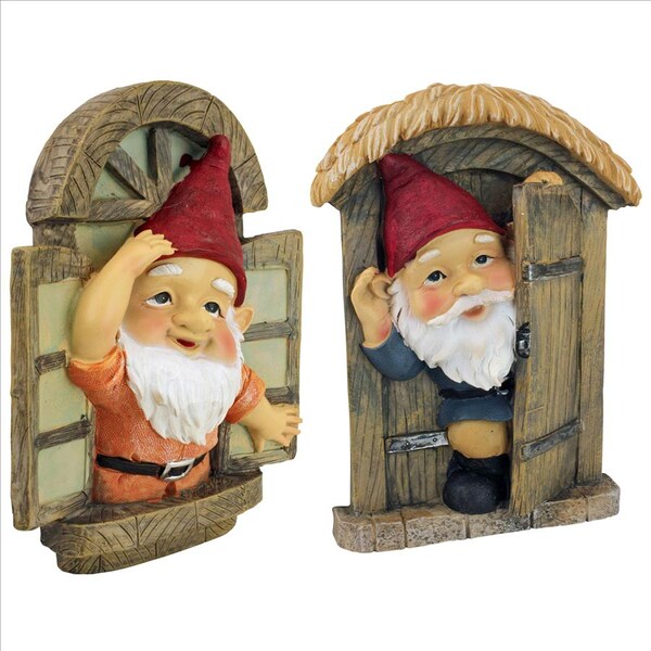 Design Toscano The Knothole Gnomes Garden Welcome Tree Sculpture: Window & Door Gnomes - QL94281