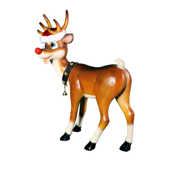 Design Toscano Santa's Red-Nosed Christmas Reindeer Statue: Standing Large - NE90078