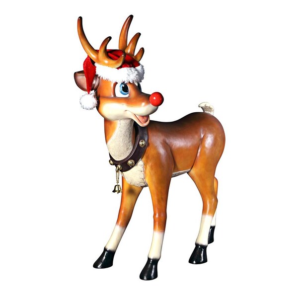 Design Toscano Santa's Red-Nosed Christmas Reindeer Statue: Standing Large - NE90078