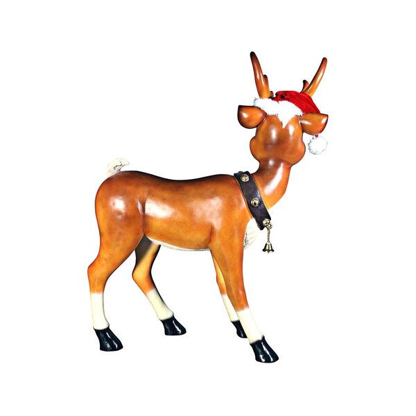 Design Toscano Santa's Red-Nosed Christmas Reindeer Statue: Standing Large - NE90078