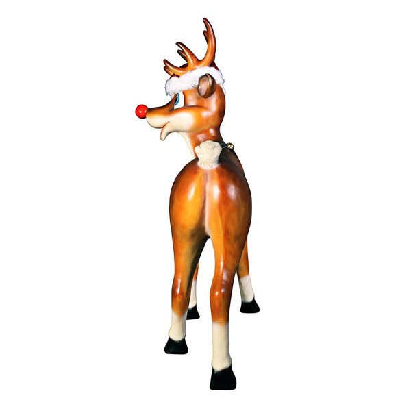 Design Toscano Santa's Red-Nosed Christmas Reindeer Statue: Standing Large - NE90078