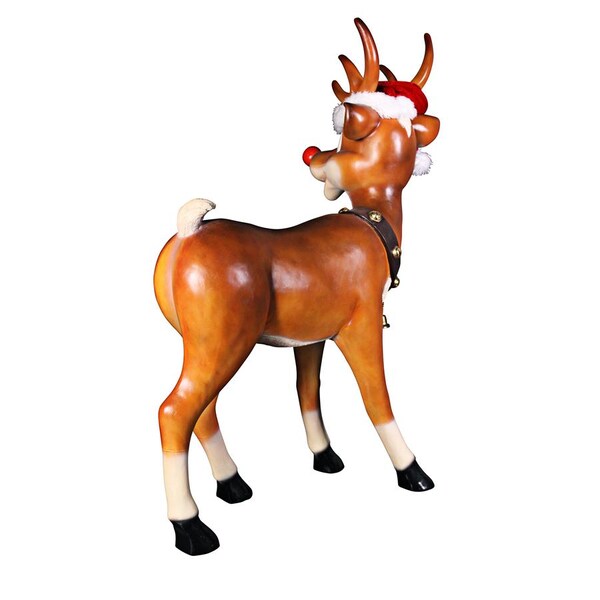 Design Toscano Santa's Red-Nosed Christmas Reindeer Statue: Standing Large - NE90078
