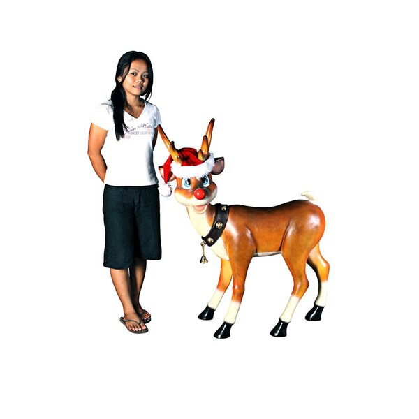 Design Toscano Santa's Red-Nosed Christmas Reindeer Statue: Standing Large - NE90078