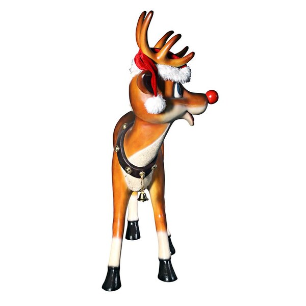 Design Toscano Santa's Red-Nosed Christmas Reindeer Statue: Standing Large - NE90078