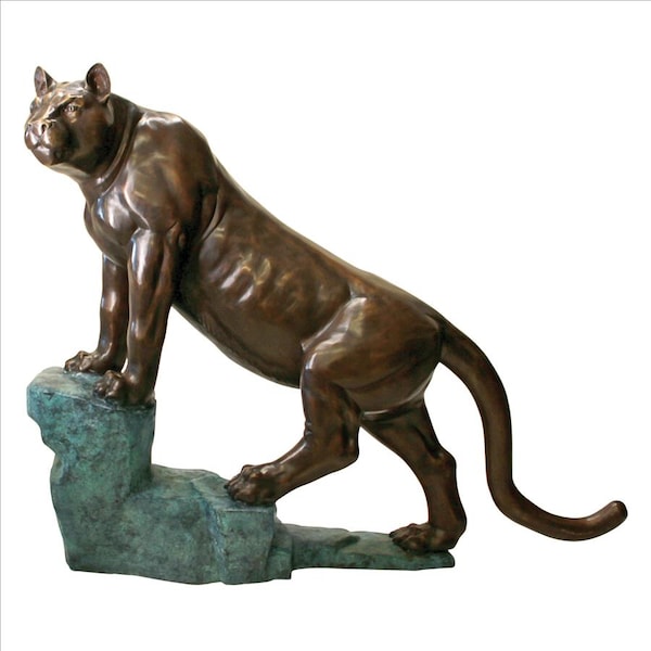 Design Toscano Cougar on a Rock Cast Bronze Garden Statue - KW28995
