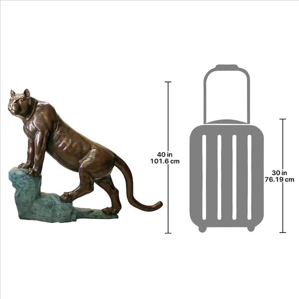 Design Toscano Cougar on a Rock Cast Bronze Garden Statue - KW28995