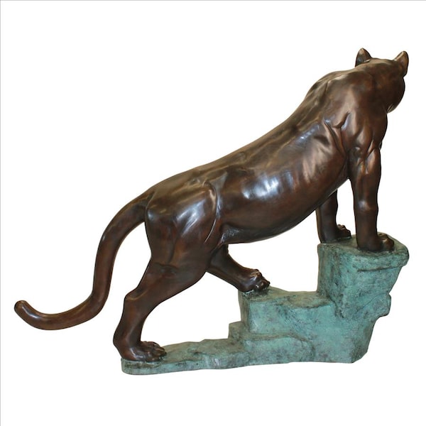 Design Toscano Cougar on a Rock Cast Bronze Garden Statue - KW28995
