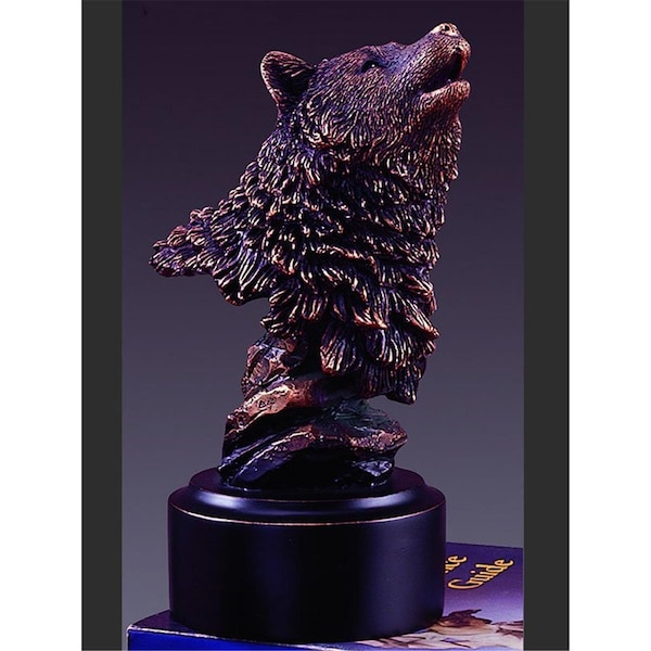 Dwellingdesigns F 4 x 7.5 in.Treasure of Nature Howling Bronze Wolf Head Statue - DW2619801