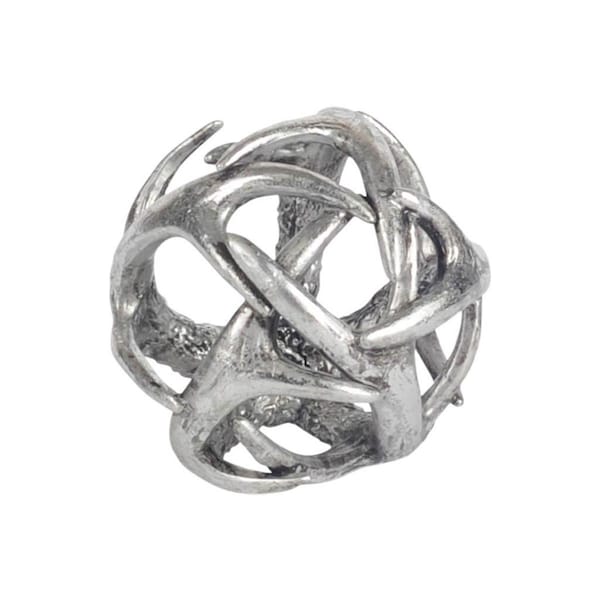Homeroots 5 x 5 x 5 in. Petite Silver Resin Antler Shaped Sculpture - 392446