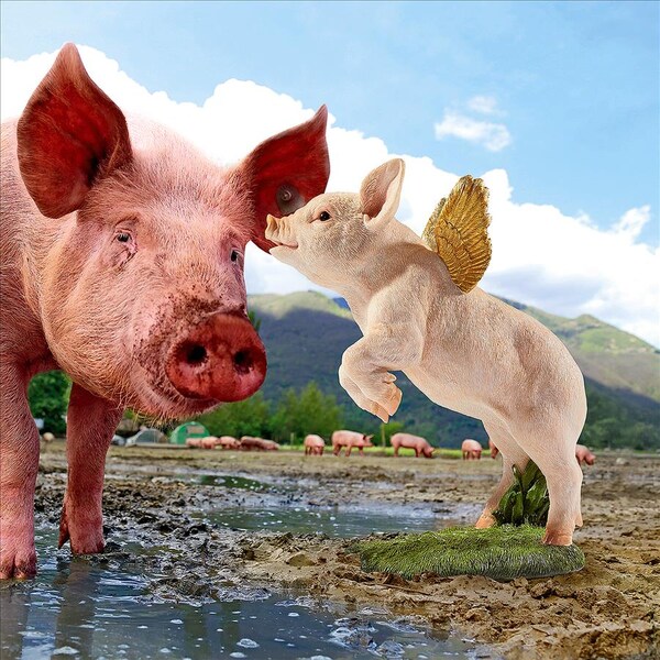 Design Toscano When Pigs Fly Flamboyant Farm Statue - QM21005