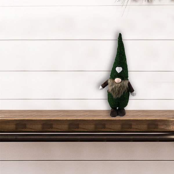 Homeroots 26 x 6.5 x 9.5 in. Topiary Dark Green & Brown Standing Gnome - 399312