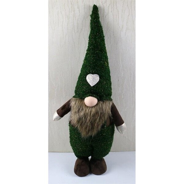 Homeroots 26 x 6.5 x 9.5 in. Topiary Dark Green & Brown Standing Gnome - 399312