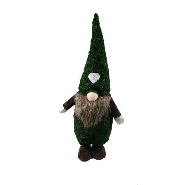 Homeroots 26 x 6.5 x 9.5 in. Topiary Dark Green & Brown Standing Gnome - 399312