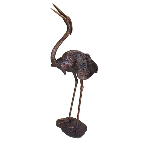 Design Toscano Grande Heron Head Low Cast Bronze Garden Statue - PN69701