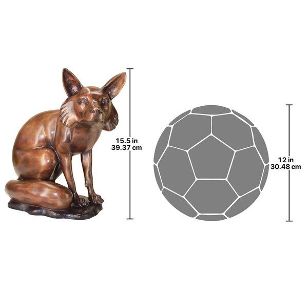 Design Toscano The Observant Sitting Fox Cast Bronze Garden Statue - KW28956