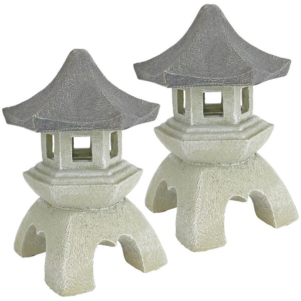 Design Toscano Pagoda Lantern Sculpture: Set of Two Medium - NG729869