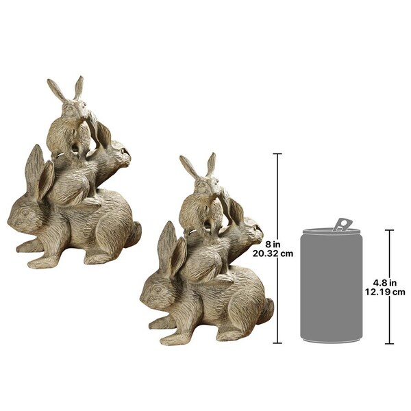 Design Toscano Bunched Bunnies Cast Iron Rabbit Statue, PK 2 - QH911134
