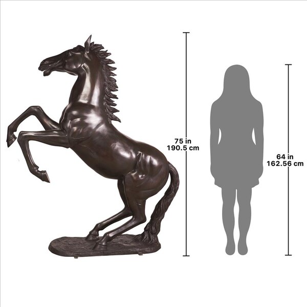 Design Toscano Unbridled Spirit, Rearing Horse Cast Bronze Garden Statue - DK1997