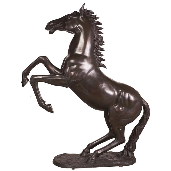 Design Toscano Unbridled Spirit, Rearing Horse Cast Bronze Garden Statue - DK1997