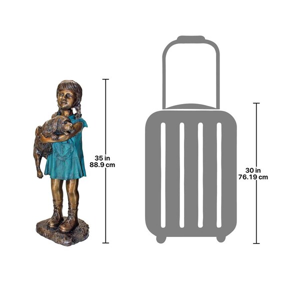 Design Toscano Can I Keep Him? Girl and Dog Cast Bronze Garden Statue - PN6569