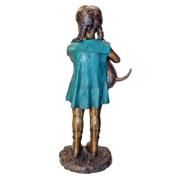Design Toscano Can I Keep Him? Girl and Dog Cast Bronze Garden Statue - PN6569