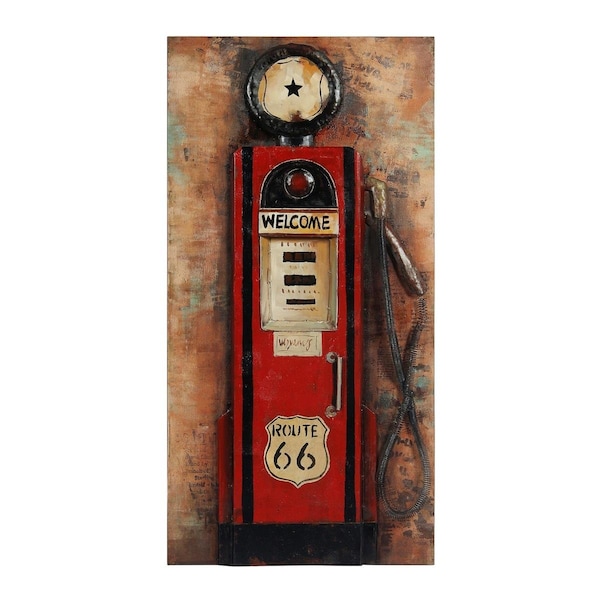 Empire Art Direct Primo Mixed Media Hand Painted Iron Wall Sculpture - Gas Pump - PMO-150111-4824