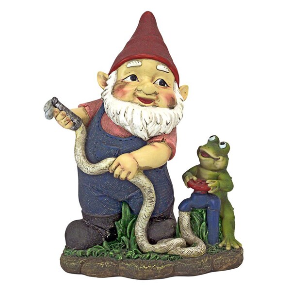 Design Toscano Firefighter Franz and his Frog Fire Brigade Garden Gnome Statue - QL306832