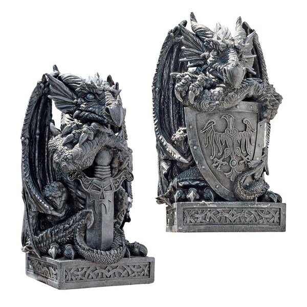 Design Toscano The Arthurian Dragon Statues: Set of Sword & Shield - CL92897
