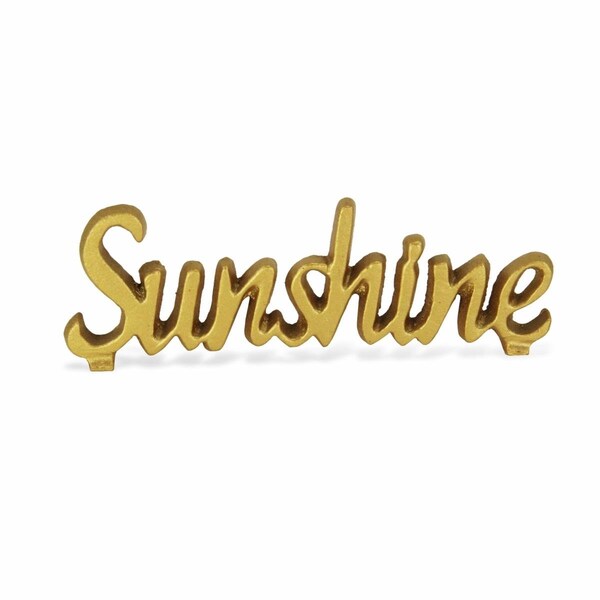 Homeroots 3 in. Cast Iron Hand Painted Sunshine Sculpture, Gold - 483237